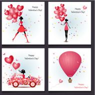 Set of romantic greeting cards Happy Valentine&#039;s Day N4