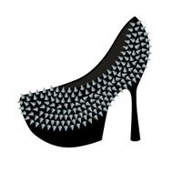 Women&#039;s high-heeled shoes decorated with studs