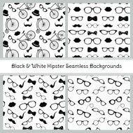 Hipster Black and White Seamless Patterns
