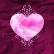 Pink heart with triangle pattern on paper texture