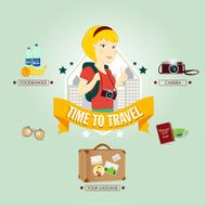 Young woman tourist vector illustration