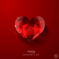 Valentine with red heart diamond on background vector illustration