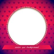 Red square background with frame and hearts