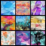 Abstract Triangle Geometrical Multicolored Background SET of 9 patterns N2