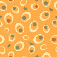 Seamless ovals and birds pattern - orange color