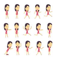 urban character set in different poses simple flat design N15