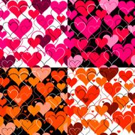 Set hearts pink seamless Backgrounds Vector