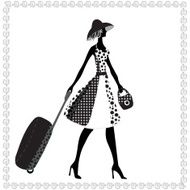 Elegant woman with luggage Vector illustration N3