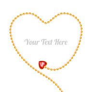 Golden bead chain with gemstone shaped in heart form