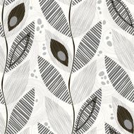 Monochrome seamless pattern of abstract leaves N12