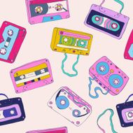 Seamless pattern of retro cassette tapes N4