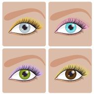 Vector set of eyes make up in different colors