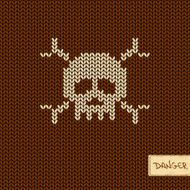 Knitted seamless pattern or background with skull