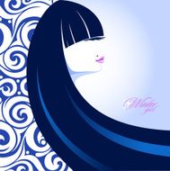 Stylish portrait of a winter girl with long hair N3