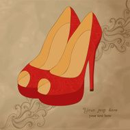 High-heeled vintage shoes with flowers fabric N5