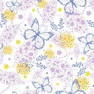 Butterfly garden seamless pattern background