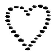Heart shape from black stones