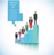 Pixel people standing on a 3d graph