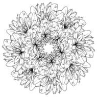 monochrome vector background from abstract flowers N2