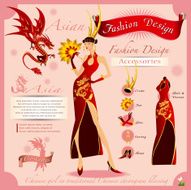 Fashion Design The golden girl with the red dragon