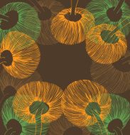 Orange green and brown vintage flower element