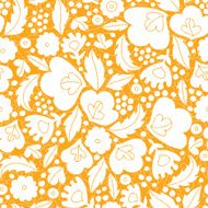Gold and white floral silhouettes seamless pattern background