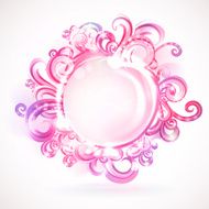 Abstract round frame with pink swirls Vector background