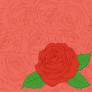 shape of a red rose on seamless background
