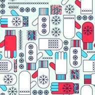 Winter mittens snowflake seamless pattern N4