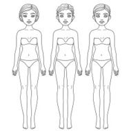 Three girls from different ethnic groups in underwear