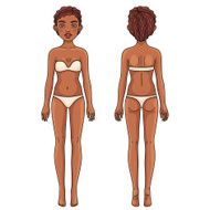 Female body front and back African american girl