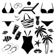 Set of icons with swimming suits