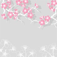 Card with stylized cherry blossom flowers N6