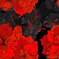 seamless pattern of abstract red and grey flowers