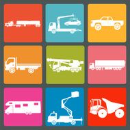 Set of nine trucks icons