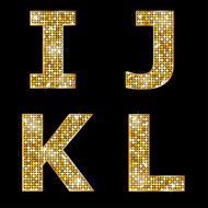 Golden metallic shiny letters I J K L N2