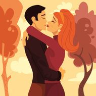 Retro Lovers Kissing