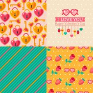 Seamless patterns of Valentine symbols and label I Love You N2