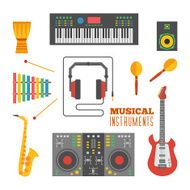 Musical instruments flat icons N2
