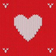 Christmas Knitted background with heart Vector