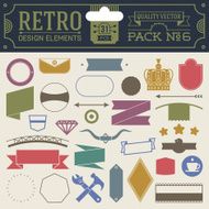 Retro design elements hipster style infographic color set 6