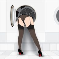 Washing machine and sexy woman