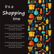 Beauty fashion sale shopping vector background with flat icons