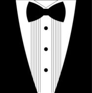 Flat black and white tuxedo bow tie N2