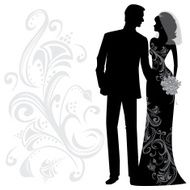 Classy Bride and Groom Silhouette Just Married
