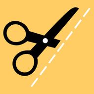 Flat vector illustration The exact size Scissors cut cloth
