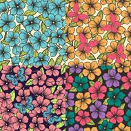 set of Beautiful seamless background with flowers and leaves N2