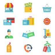 Flat design vector shopping icons