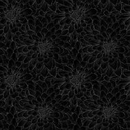Beautiful monochrome black and white seamless background with flowers N6