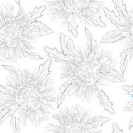 Beautiful monochrome black and white seamless background with flowers N7